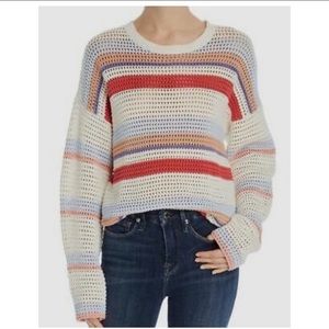 Joie 'Diza' Striped Open Knit Crewneck Sweater